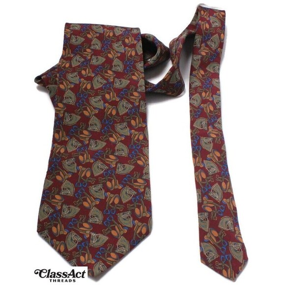 BERT PULITZER VINTAGE NeckTie  Tie Men Red Western Horse Saddle 3.75" Wide - Picture 3 of 3